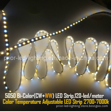 Color Temperature Adjustable Bi-Color LED5050 Strip (PR-FS5050PWWW60-24)